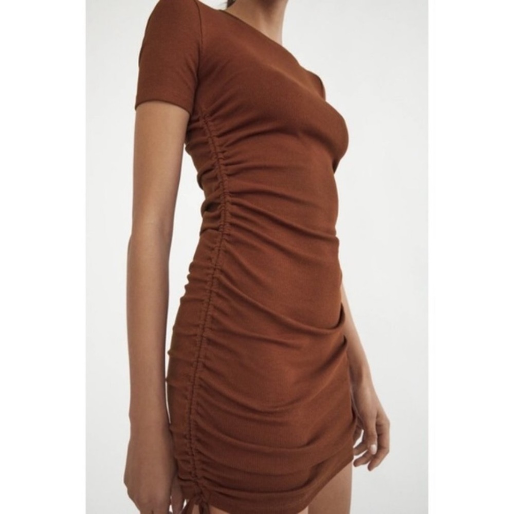 Zara ribbed ruched side string dress in S